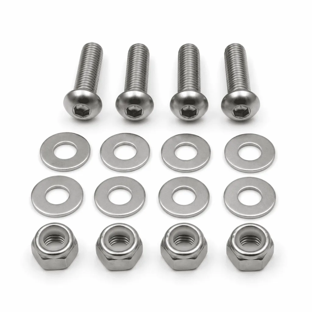Starlink to ARB Base Rack Bolt Mount Kit — stainless steel screws, washers and Nyloc nuts.